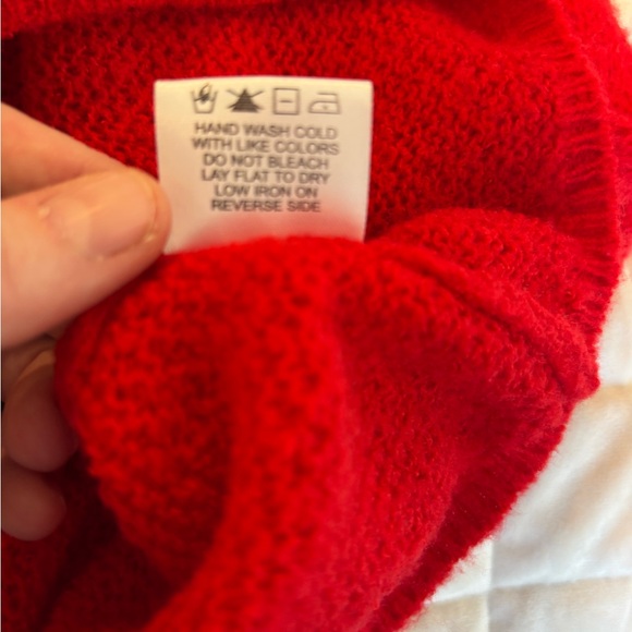 Evereve LNA Clothing Red Knit Crewneck Sweater- Lightweight Shortsleeve Pullover - Picture 7 of 8